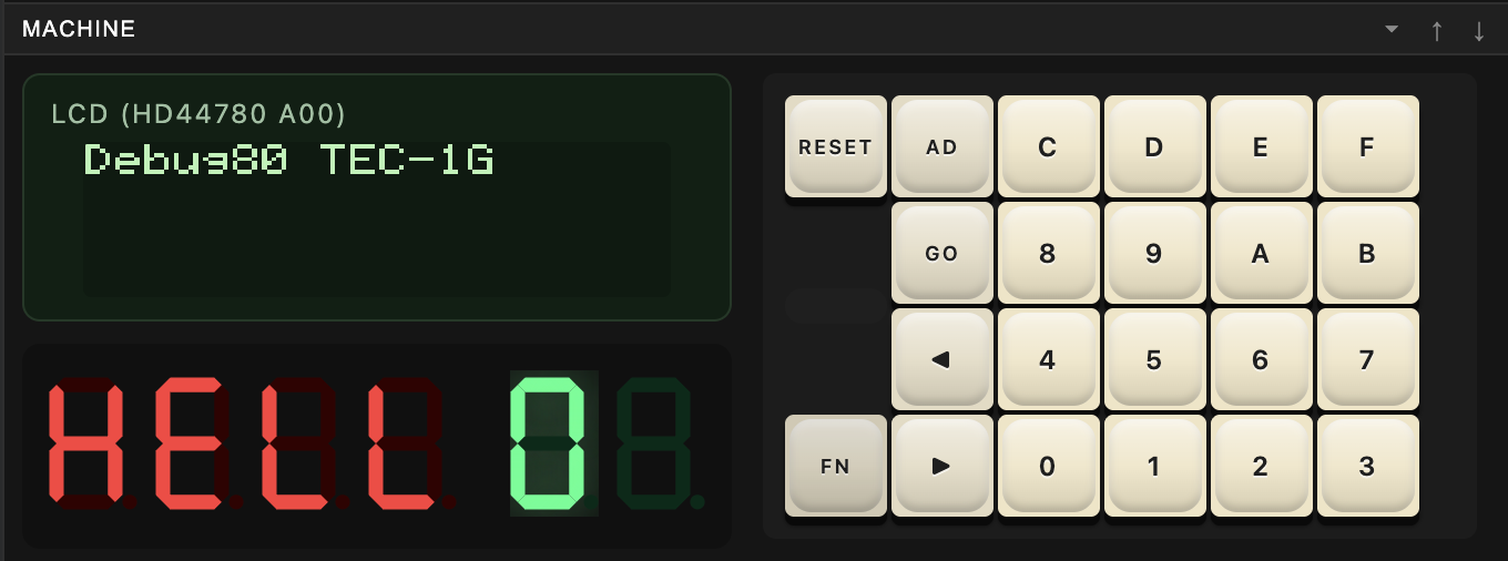 Machine section with LCD, seven-segment display and keypad