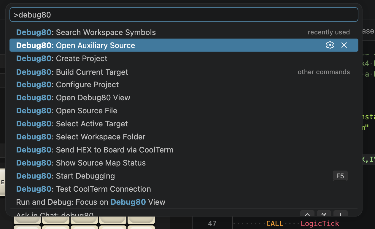 Command Palette entry for Open Auxiliary Source