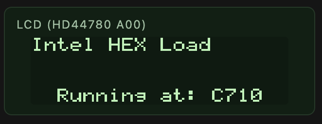 TEC-1G Intel HEX loader running