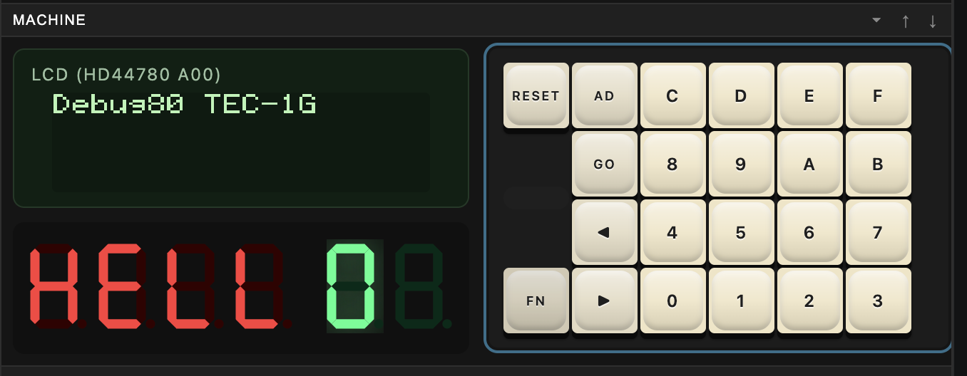 Target running on the TEC-1G panel